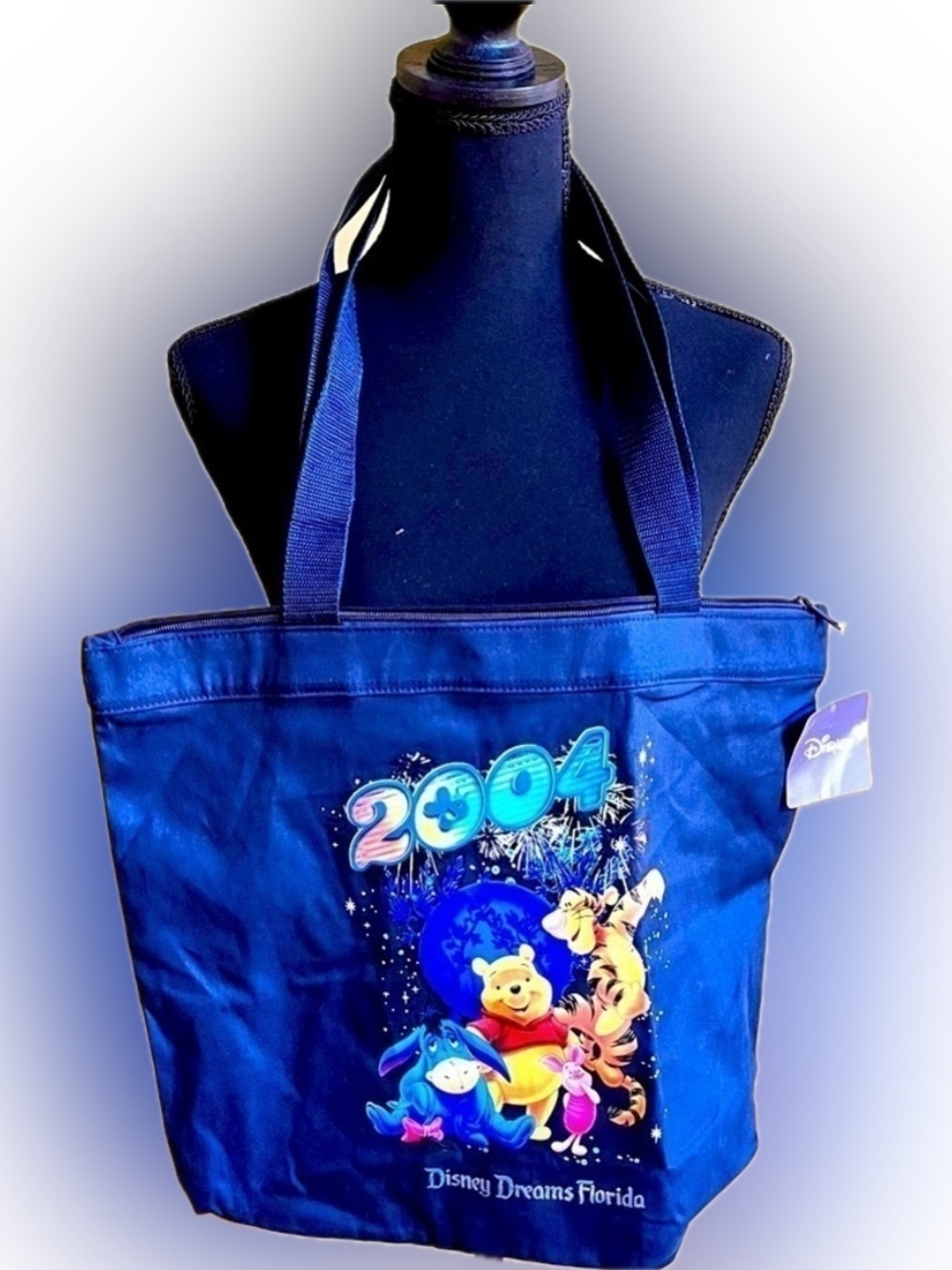 Disney Vintage 2004 Dreams Florida Canvas Tote Bag NWT Winnie Pooh Zipper Large